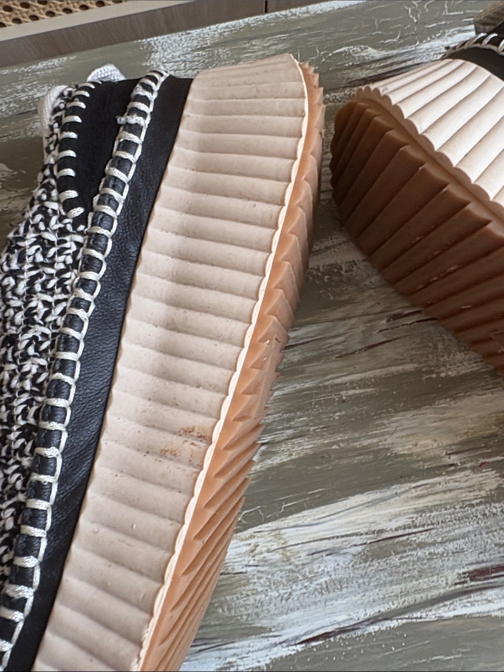 Dolce Vita Black and Cream Woven Platform Sneakers - Picture 6 of 8